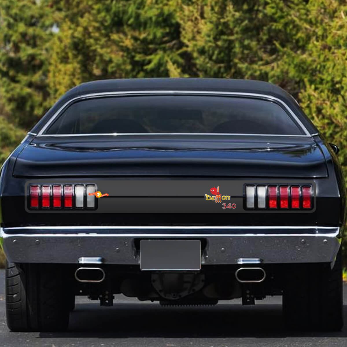Dodge Demon 340 1971-72 Etiqueta gráfica de vinilo con logotipo de guardabarros lateral
