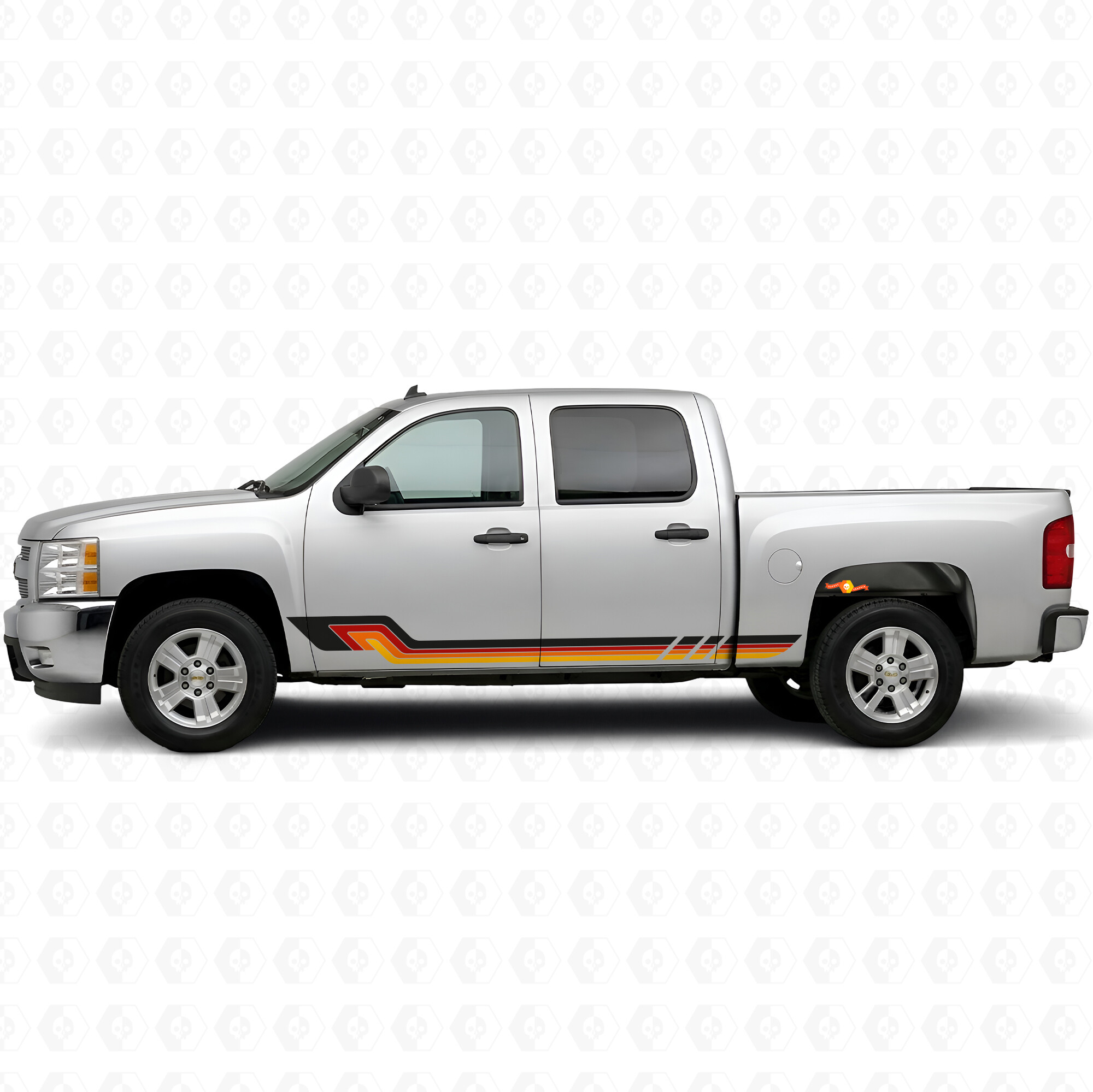 Tiras de vinilo retro paralelas para puertas y paneles laterales para Chevrolet Silverado 1500 GMT900 2007-2013
