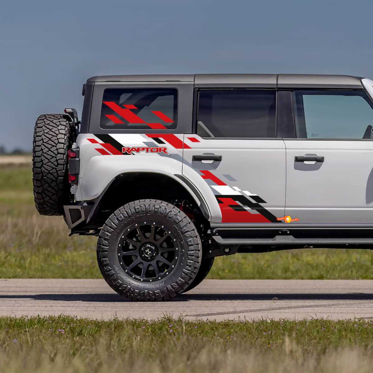 Kit de gráficos adhesivos de vinilo para panel lateral trasero apto para estilo Ford Bronco Raptor
