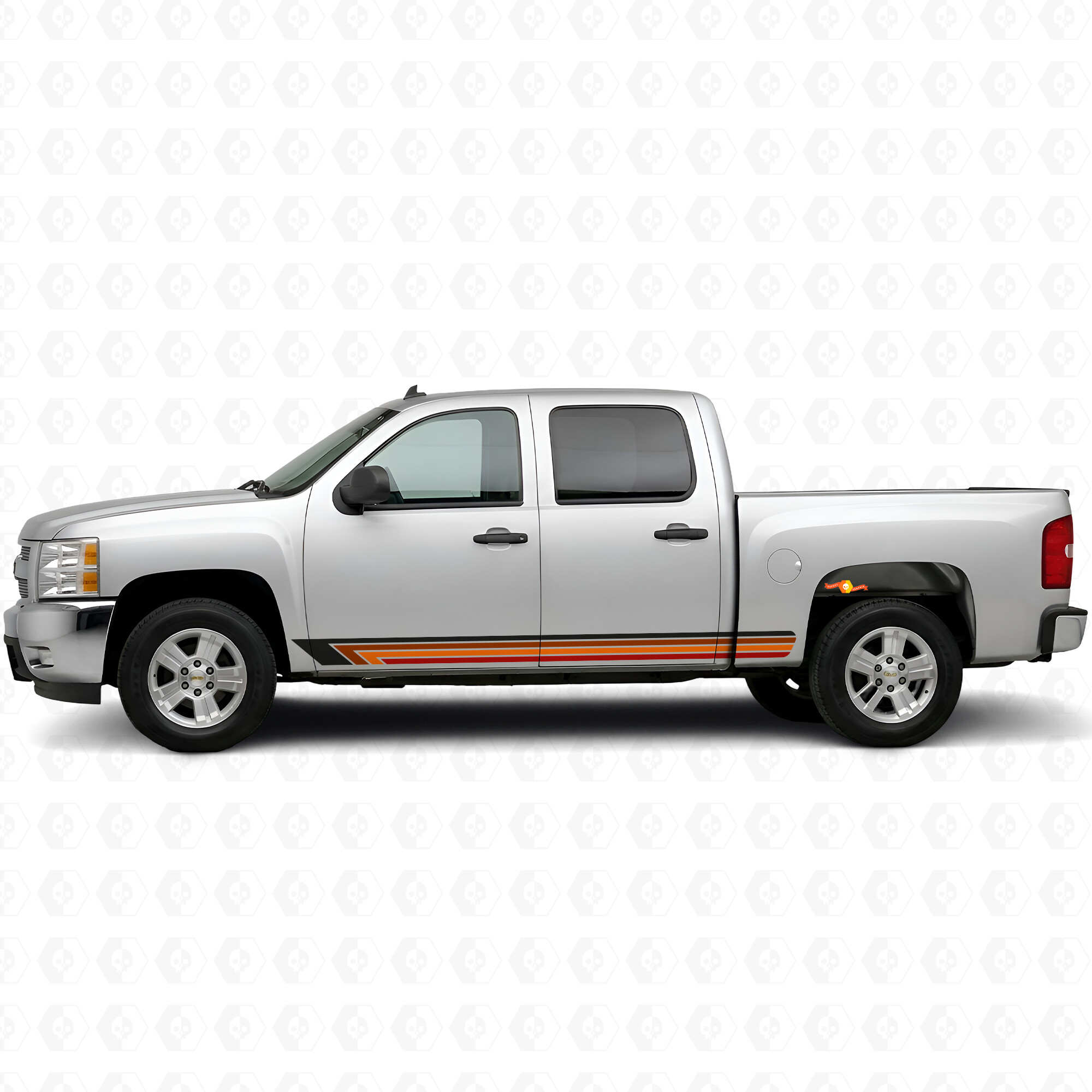 Franjas de vinilo Vintage Band para puertas y paneles inferiores para Chevrolet Silverado 1500 GMT900 2007-2013