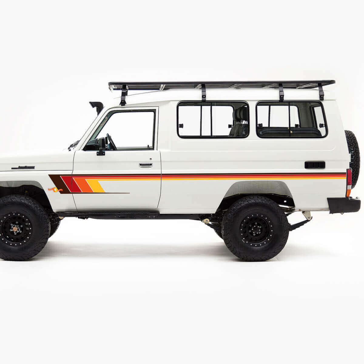 Kit de calcomanías de rayas clásicas del lado retro para la serie Toyota Land Cruiser J75
