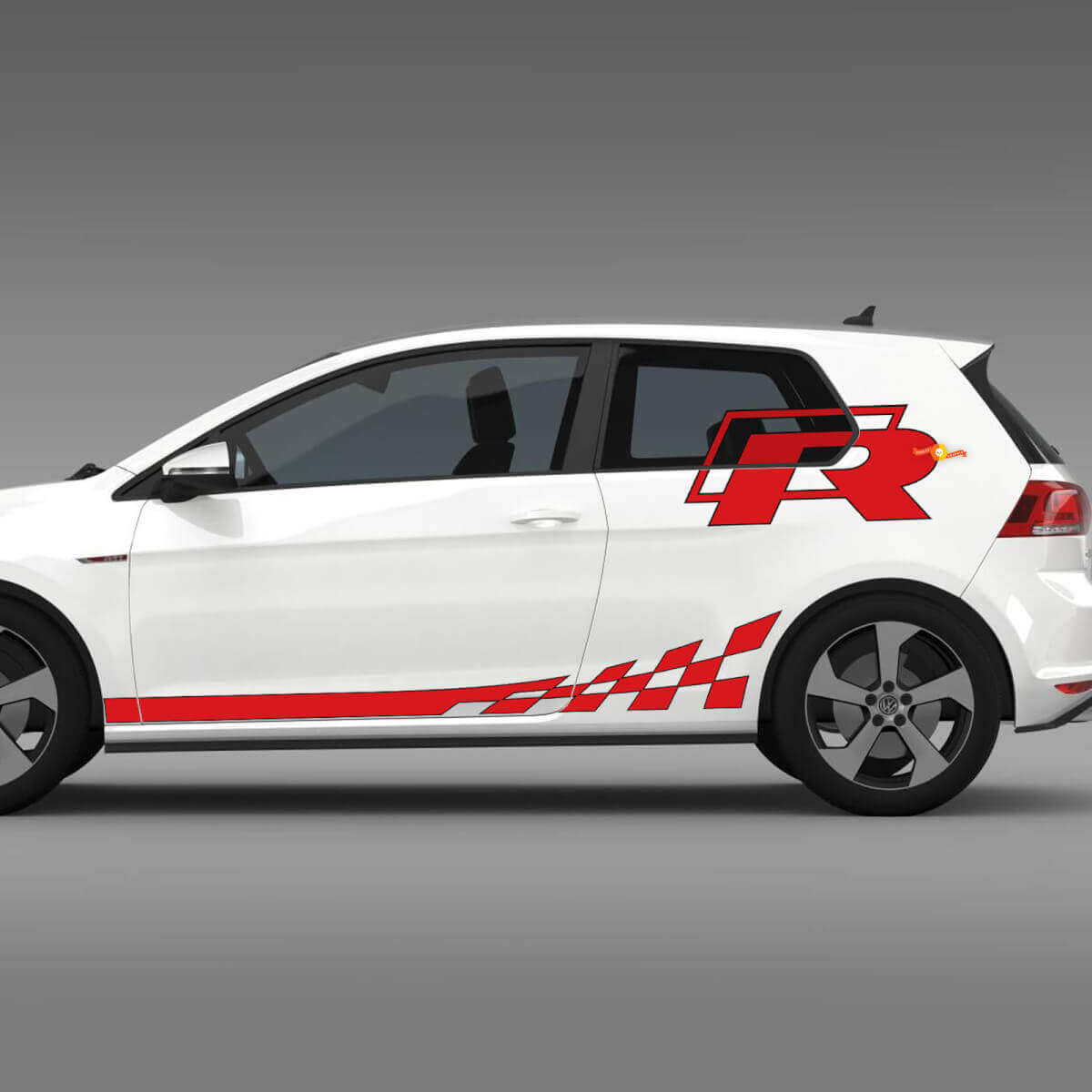 Pegatinas de vinilo con rayas laterales a cuadros R para Volkswagen Golf R GTI
