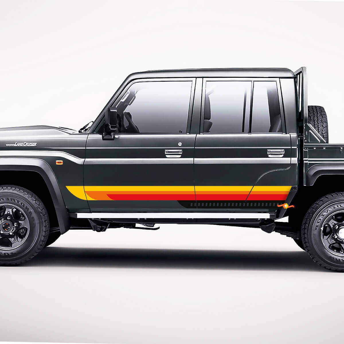 Kit de calcomanías de franjas laterales retro con gradiente geométrico para puertas para Toyota