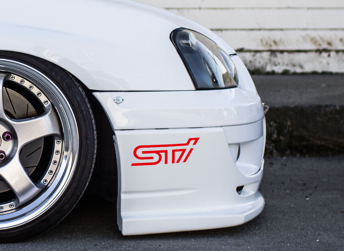 2x STI Tecnica International Motorsports Racing Vinyl Sticker Decal Sits to Impreza Brz WRX Legacy
