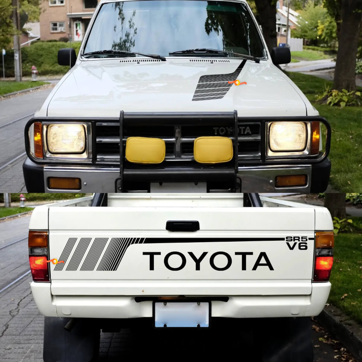 Toyota Pickup SR5 V6 Portón trasero y capó Vinilo Calcomanías Pegatinas 1
