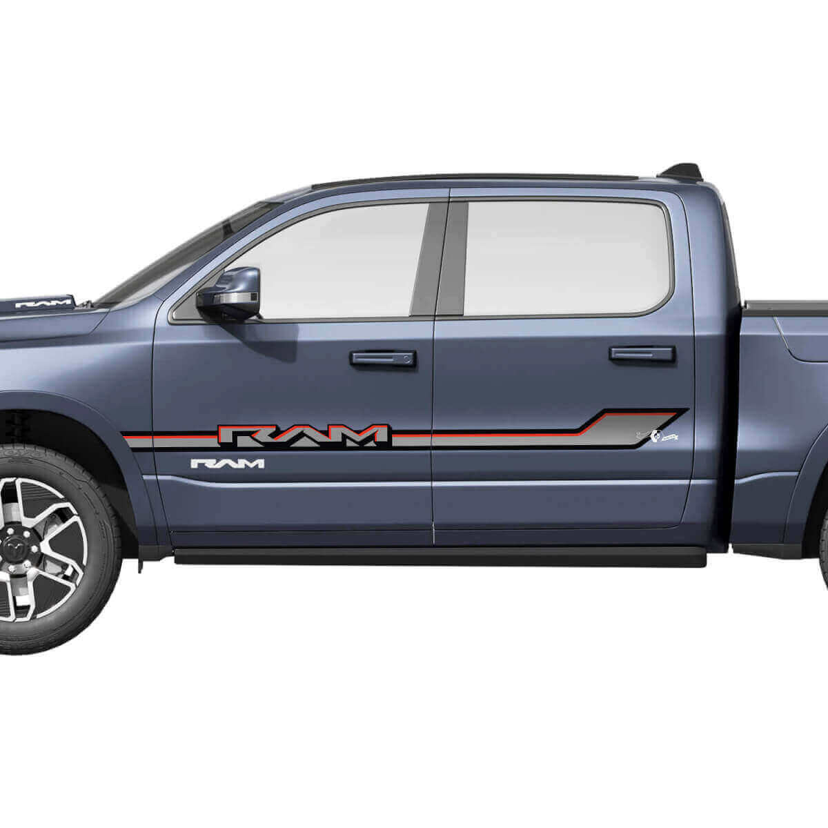 Pegatinas de Vinilo con Rayas de Logo para Puertas Laterales Dodge Ram 1500 REV