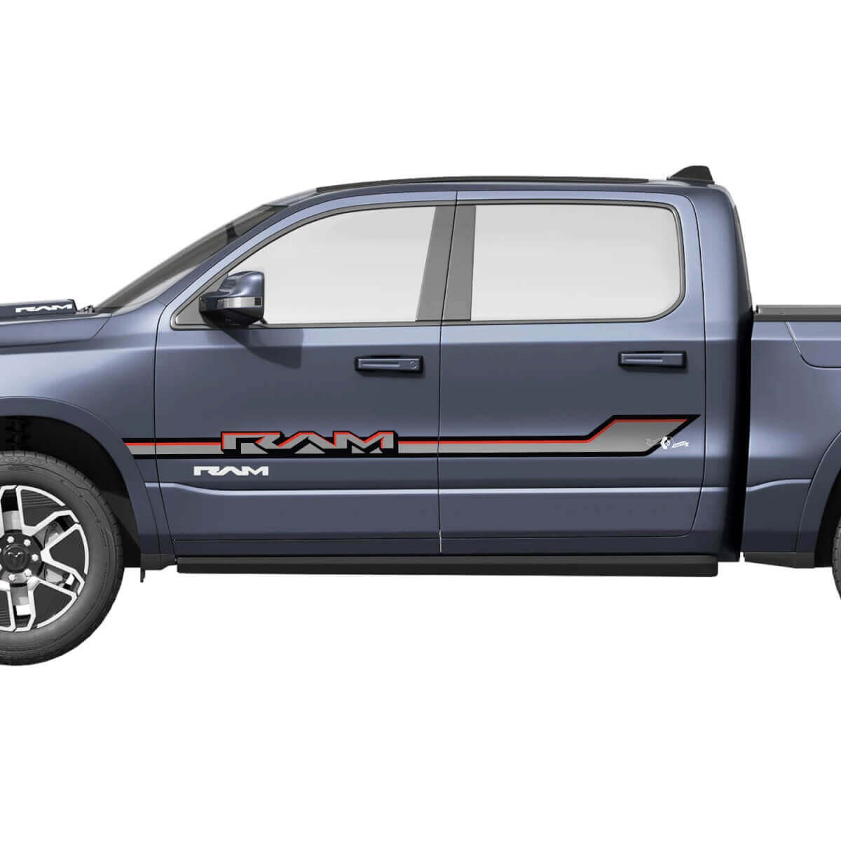 Rayas para puertas laterales para Dodge RAM 1500 REV, calcomanías de vinilo, gráficos

