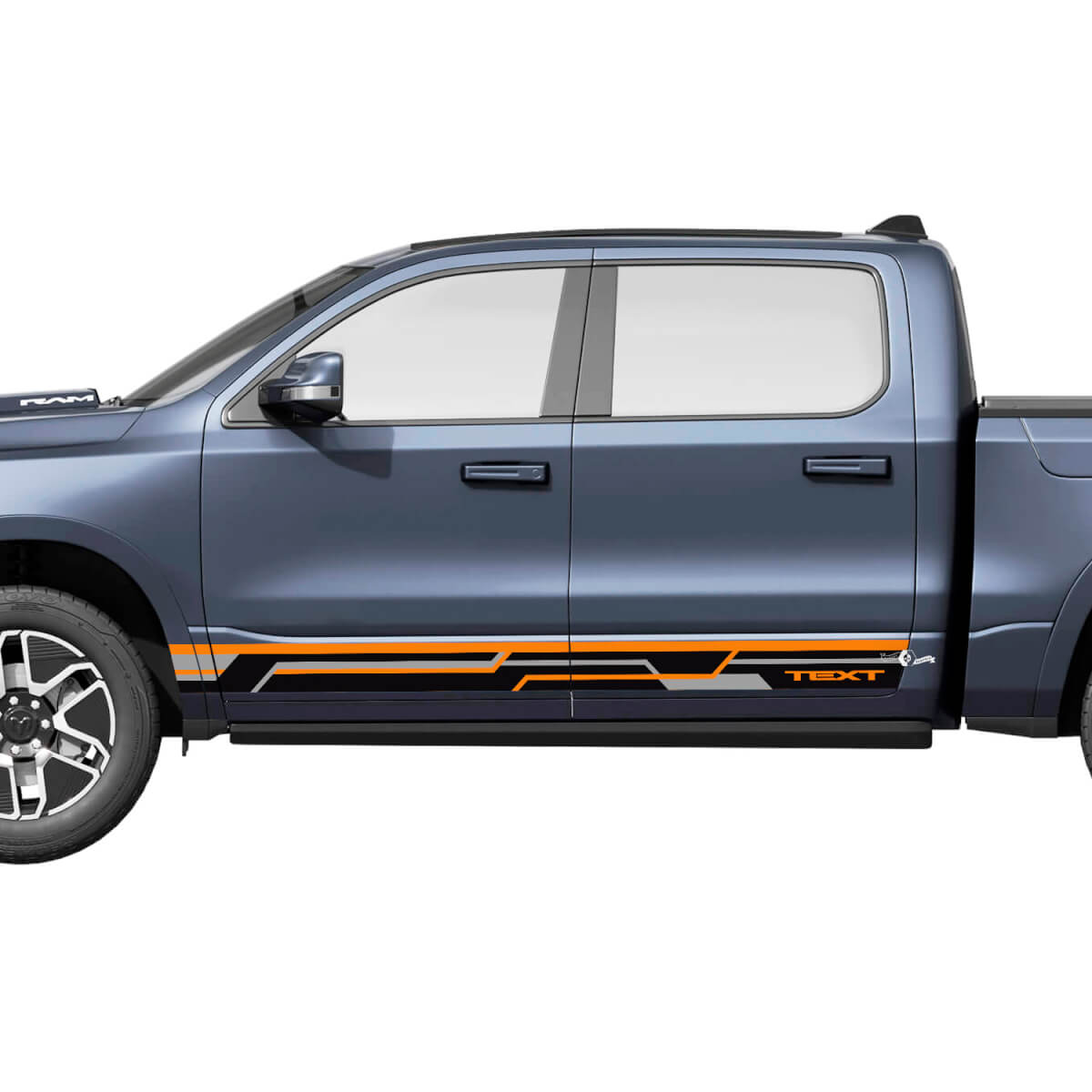 Rayas de puertas laterales para Dodge RAM 1500 REV Vinilos Calcomanías Pegatinas Gráficos 2
