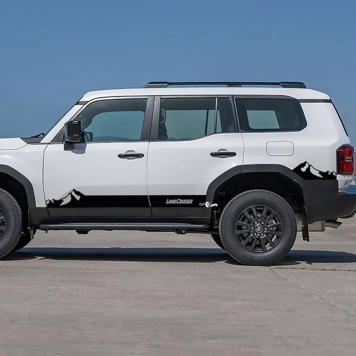 Toyota Land Cruiser Panel basculante lateral Montañas Rayas Calcomanías Vinilo Calcomanías gráficas
