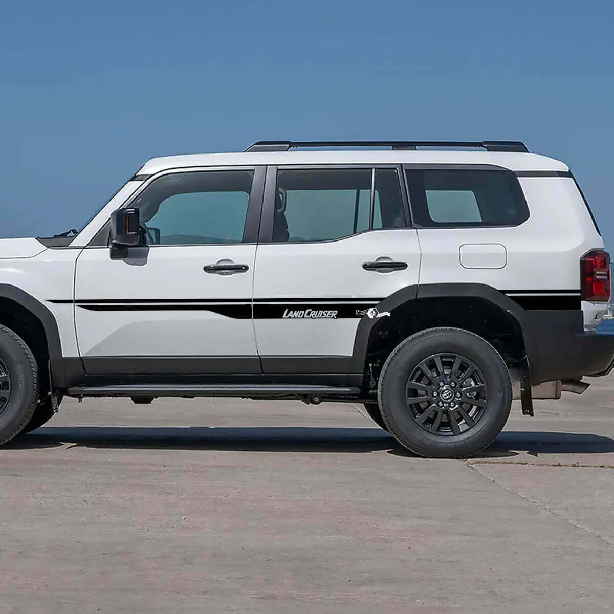 Calcomanías de vinilo de franjas laterales de marca para Toyota Land Cruiser 2024