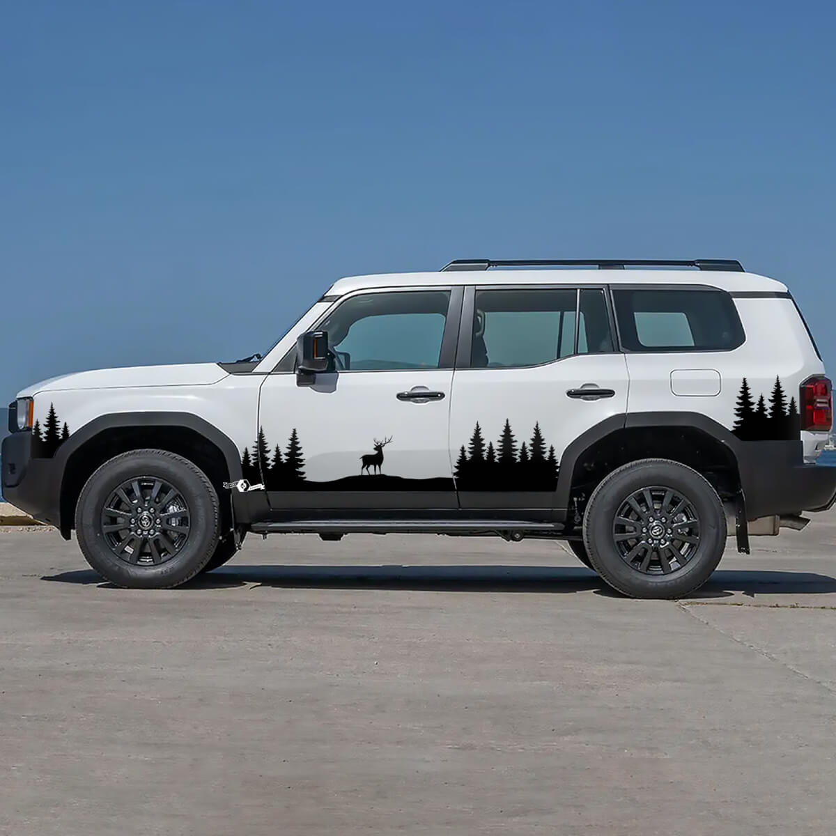 Toyota Land Cruiser Escena de la naturaleza Ciervos Alces Puertas Acento Rayas Calcomanías Vinilo Pegatinas Gráfico
