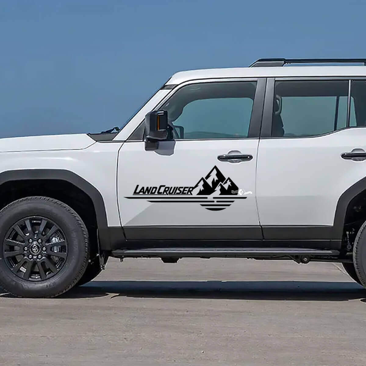 Calcomanías de vinilo con gráfico de logo de montañas para puertas para Toyota Land Cruiser