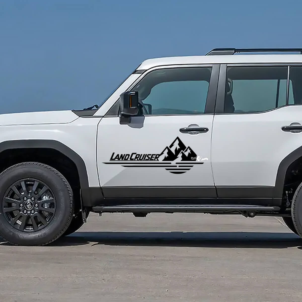 Toyota Land Cruiser Escena de la naturaleza Montañas Puertas Calcomanías Vinilo Pegatinas Gráfico
