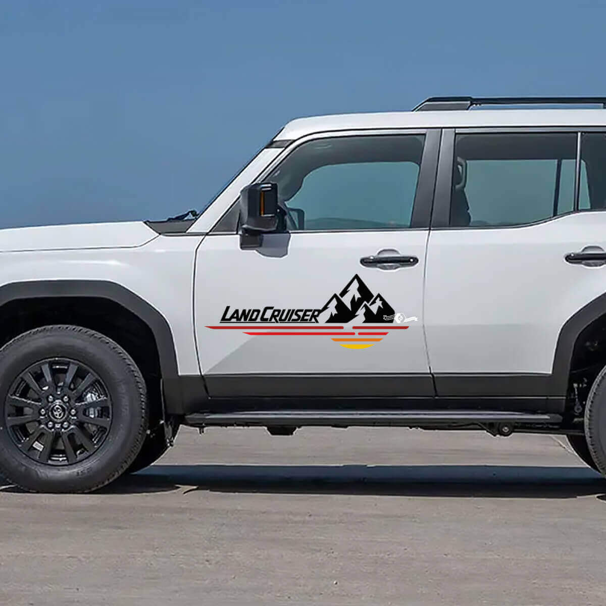 Calcomanías de vinilo gráfico de puertas con logotipo de montañas 2 para Toyota Land Cruiser
