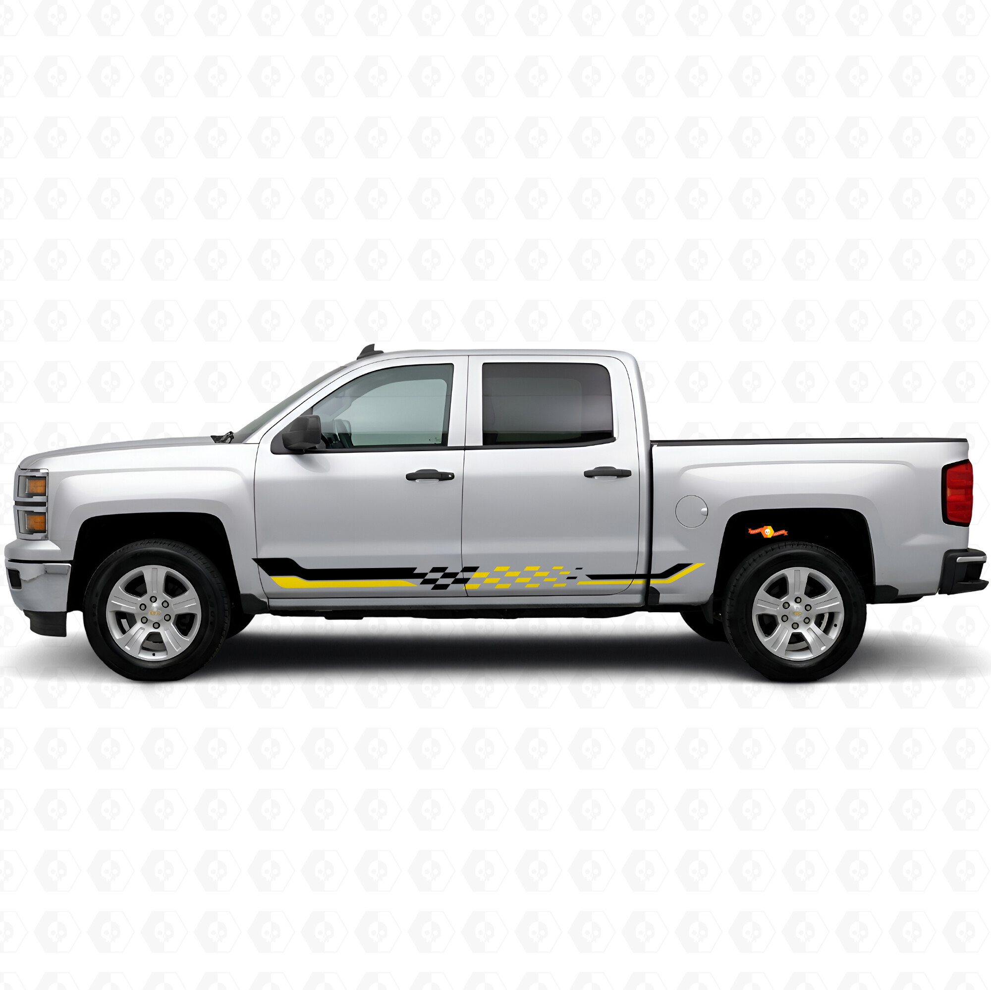 Tiras de Vinilo de Carreras a Cuadros para Puertas y Paneles Laterales para Chevrolet Silverado 1500 K2XX 2014-2019