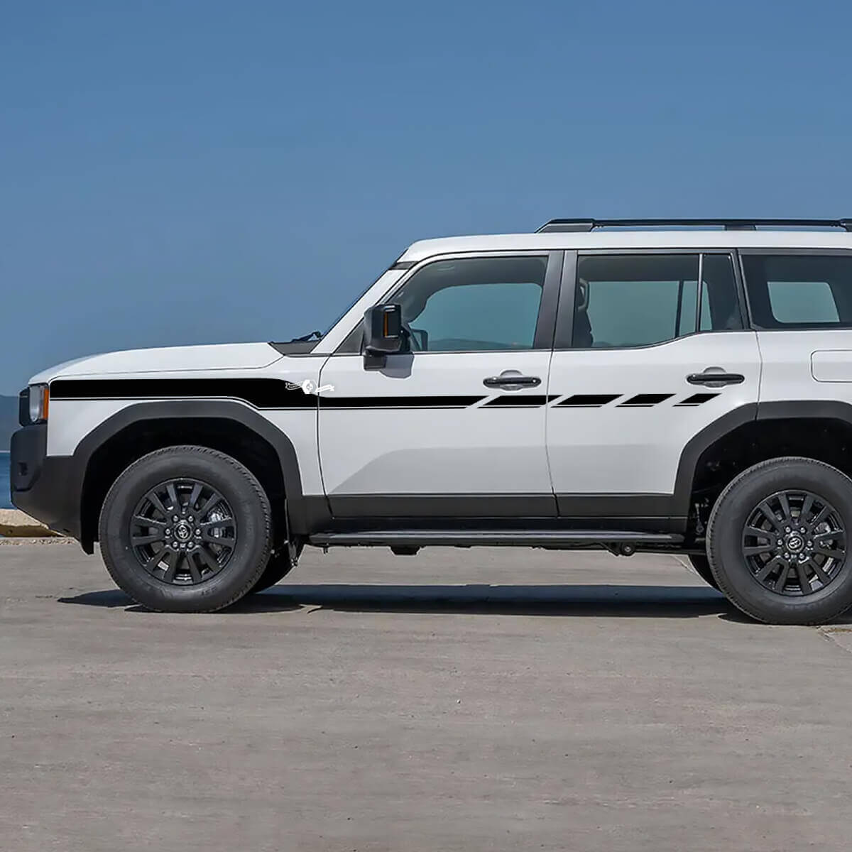 Rayas de acento de puertas laterales de Toyota Land Cruiser Calcomanías de vinilo Pegatinas gráficas 5
