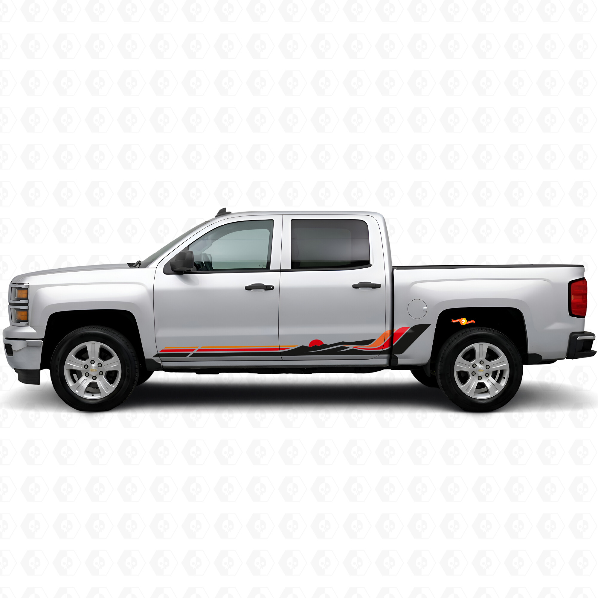 Tiras de vinilo retro onda montaña para puertas y paneles inferiores para Chevrolet Silverado 1500 K2XX 2014-2019