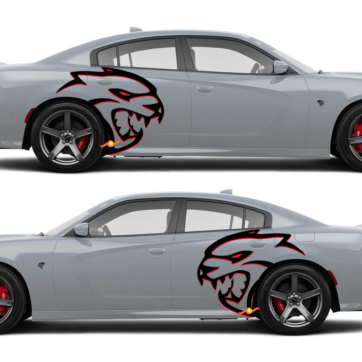 Enormes pegatinas laterales Hellcat Red Eye de dos colores para Dodge Challenger Redeye o Charger Widebody
