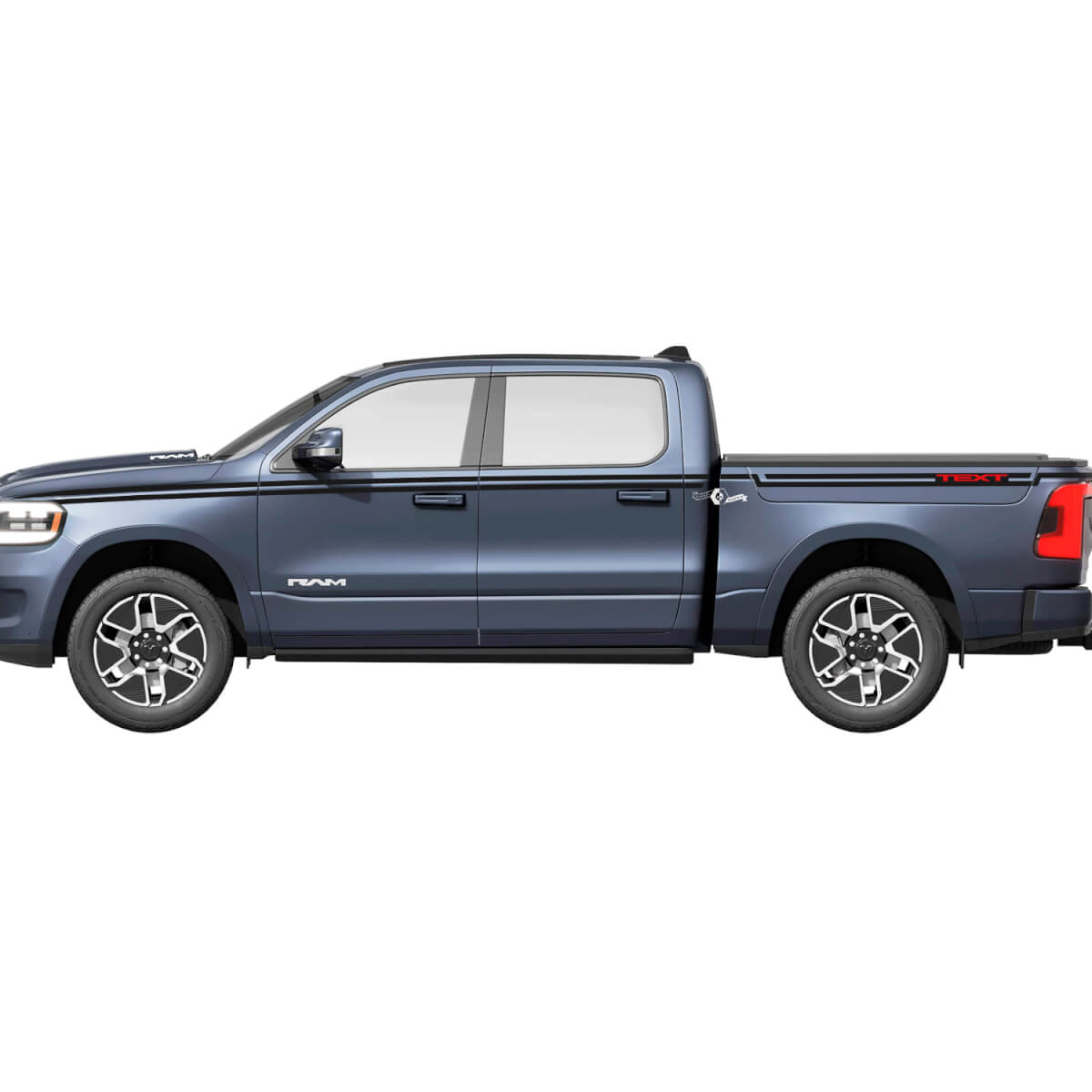 Pegatinas de vinilo de franjas laterales dobles personalizadas para Dodge Ram 1500 REV