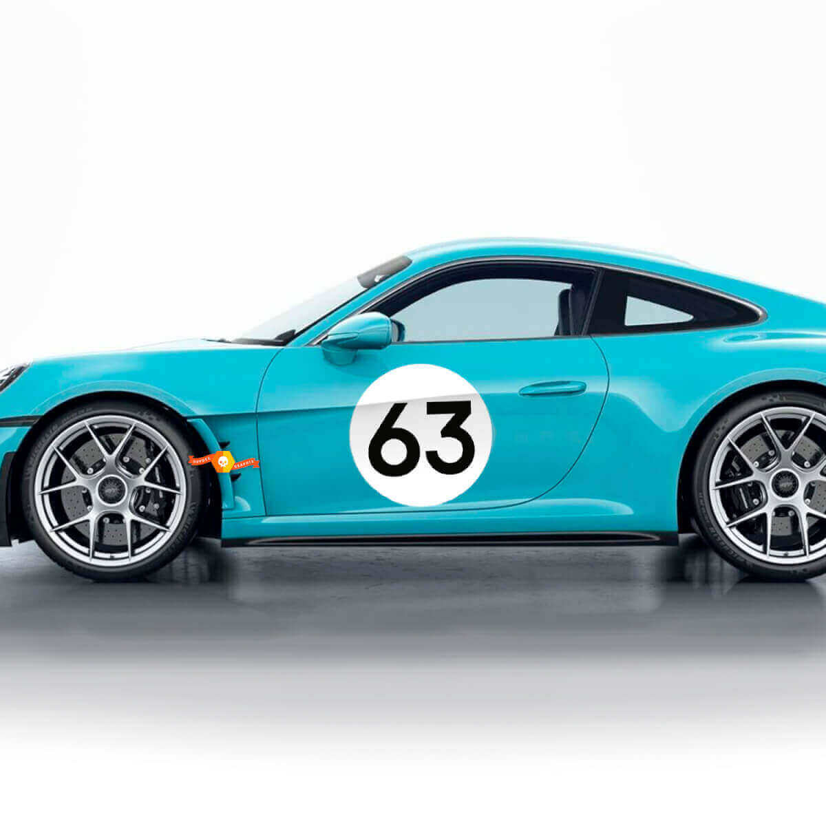 Calcomanía de kit de estilo S/T para puertas laterales con logotipo del 60 aniversario para Porsche 911 2023