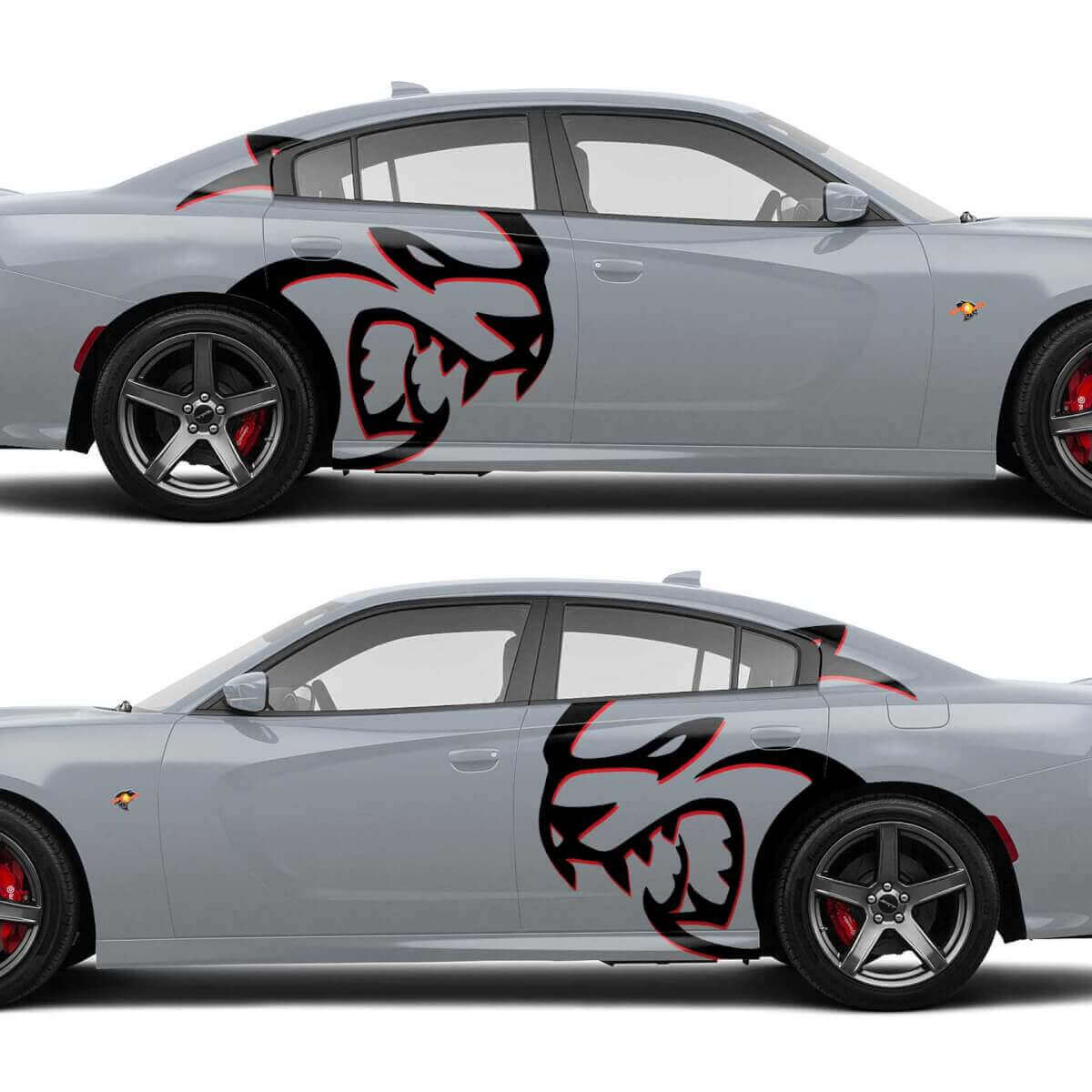 Enormes pegatinas laterales Hellcat de dos colores para Dodge Challenger o Charger
