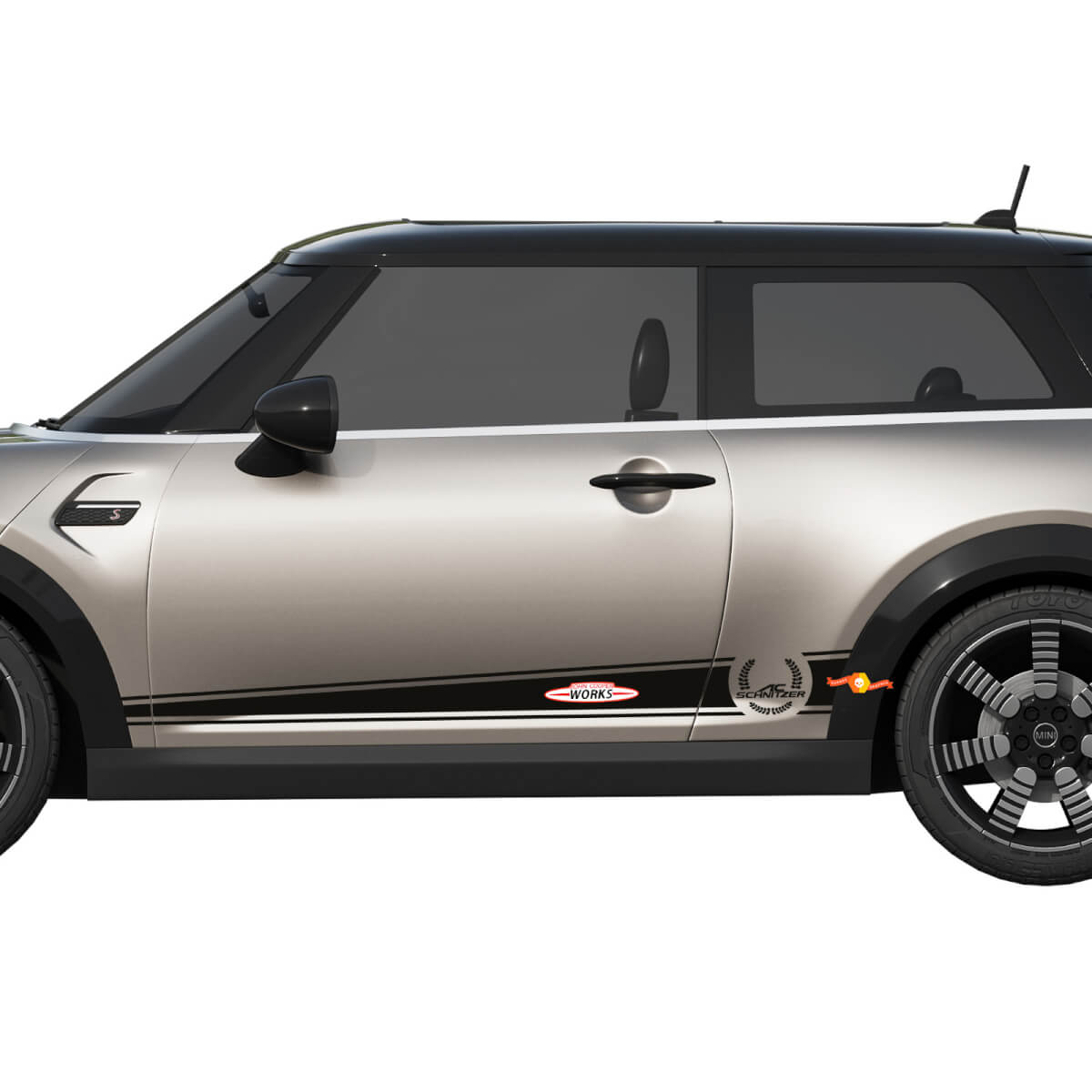 Calcomanía de vinilo lateral con franjas John Cooper Works AC Schnitzer para MINI Cooper