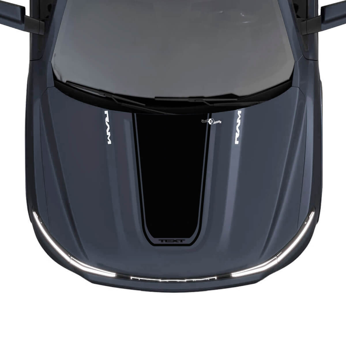 Calcomanía de vinilo para capó personalizada en negro para Dodge Ram 1500 REV