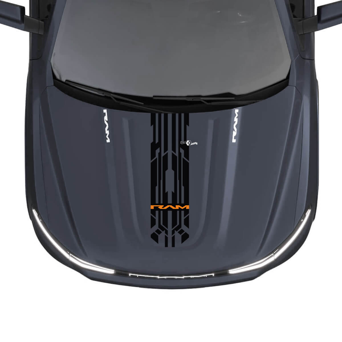 Hood Central Modern Stripes para Dodge RAM 1500 REV Vinilo Calcomanías Pegatinas Gráficos
