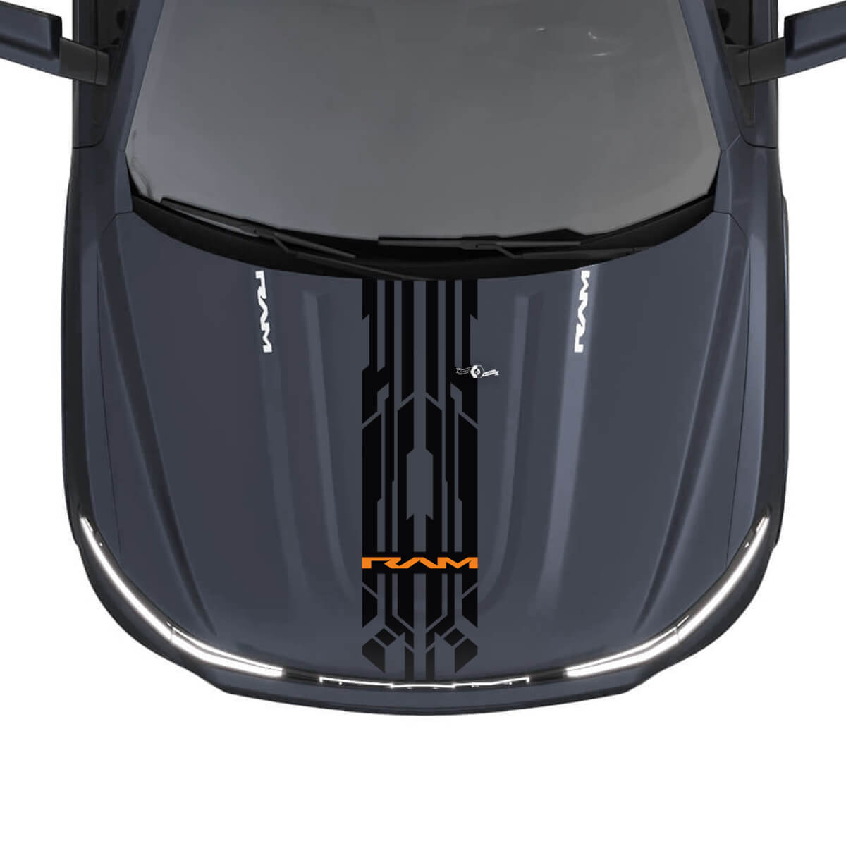 Hood Central Modern Stripes para Dodge RAM 1500 REV Vinilo Calcomanías Pegatinas Gráficos
