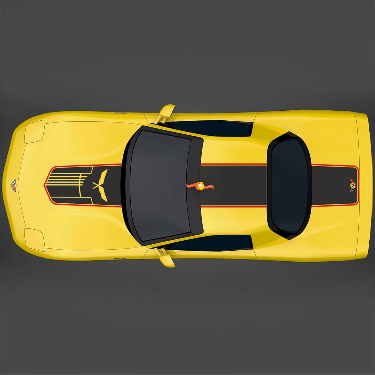 Calcomanía para capó Chevy Corvette C5 con rayas Jake Skull
