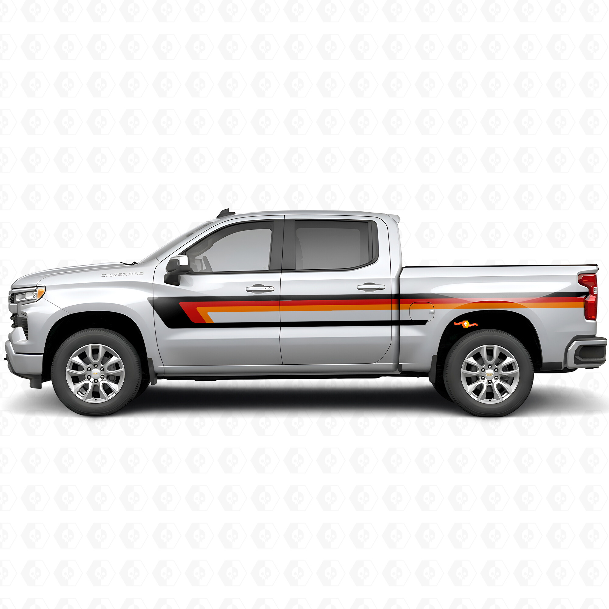 Tiras de vinilo retro en la línea superior de la puerta y el lateral de la caja para Chevrolet Silverado 1500 T1XX 2019-2026