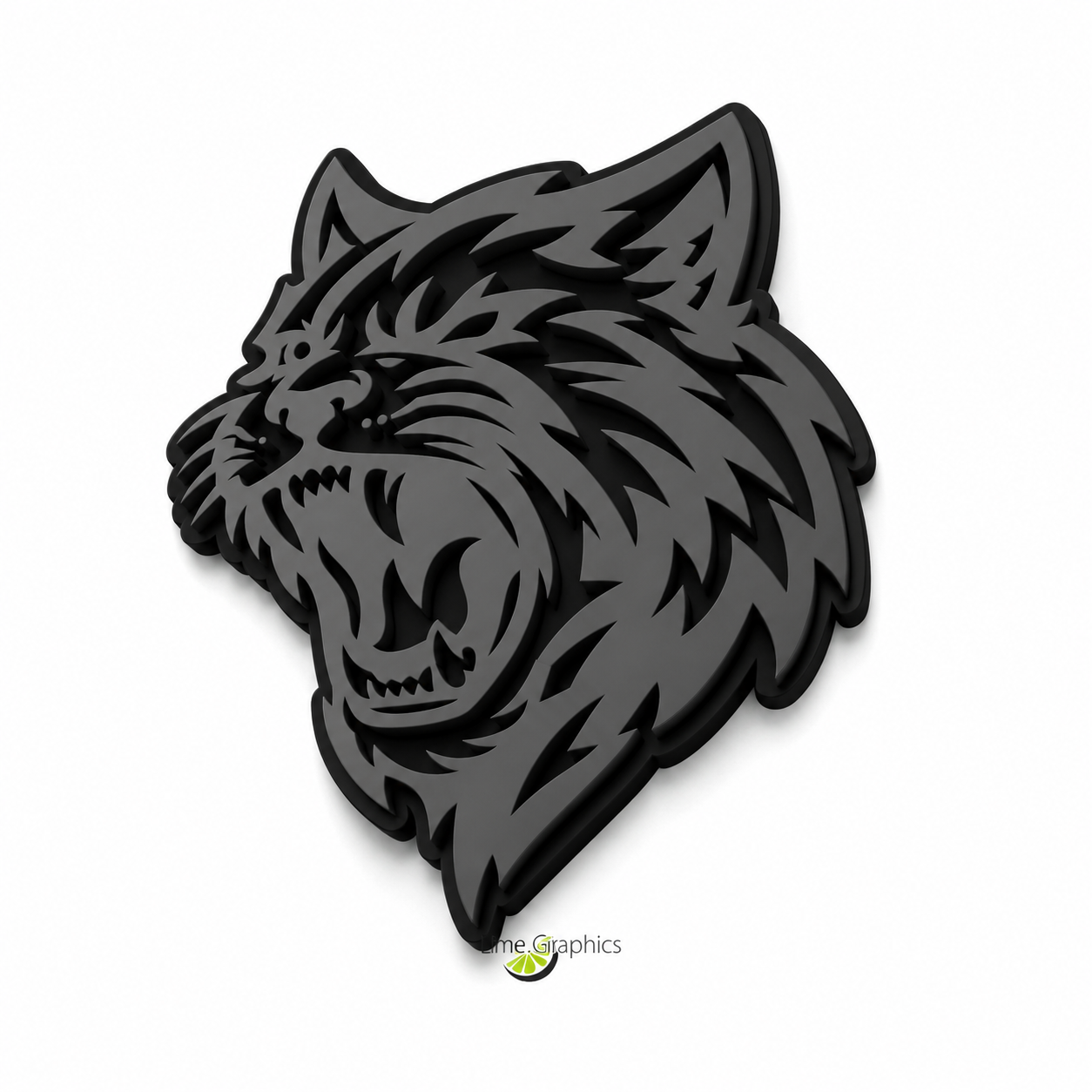 WildCat Style Black Dark Grey Custom Cat Head 3D — Emblema (guardabarros, portón trasero)