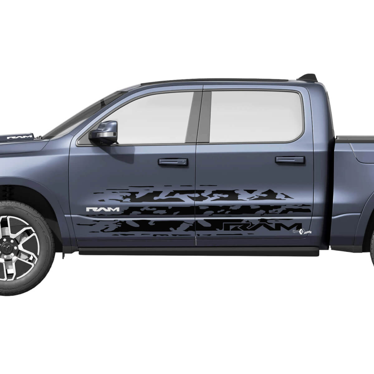 Splash desgastado puertas laterales camión vinilo calcomanías pegatinas gráficos para Dodge RAM 1500 REV
