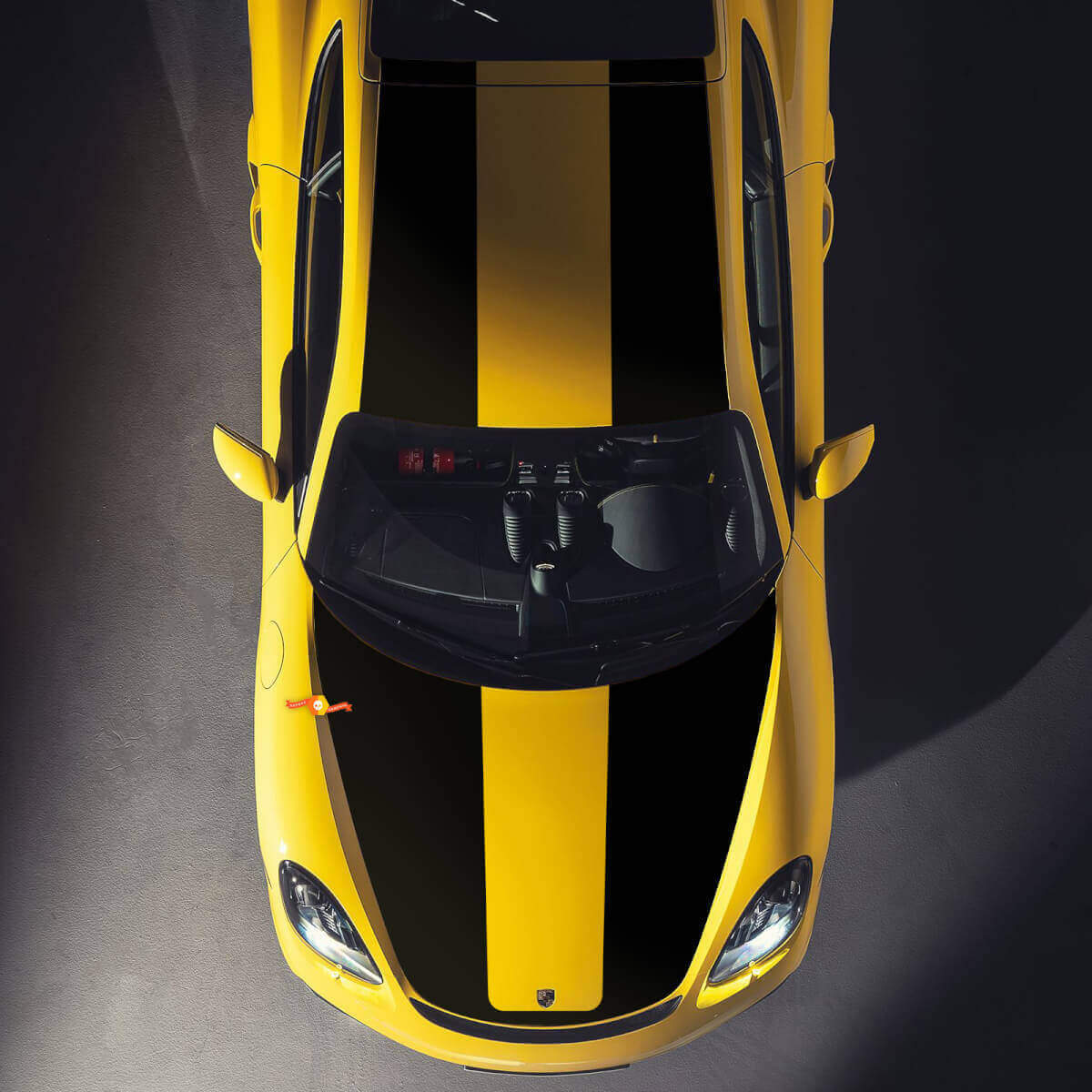 Kit de vinilos adhesivos con rayas dobles para capó y techo de competición para Porsche Cayman GT4