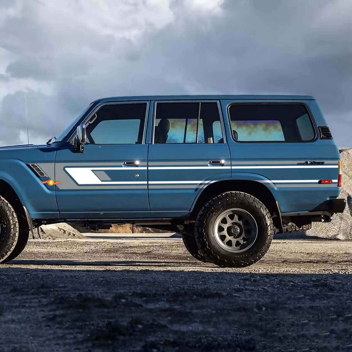 Puertas laterales de rayas retro calcomanías de vinilo para 1988 Toyota Land Cruiser

