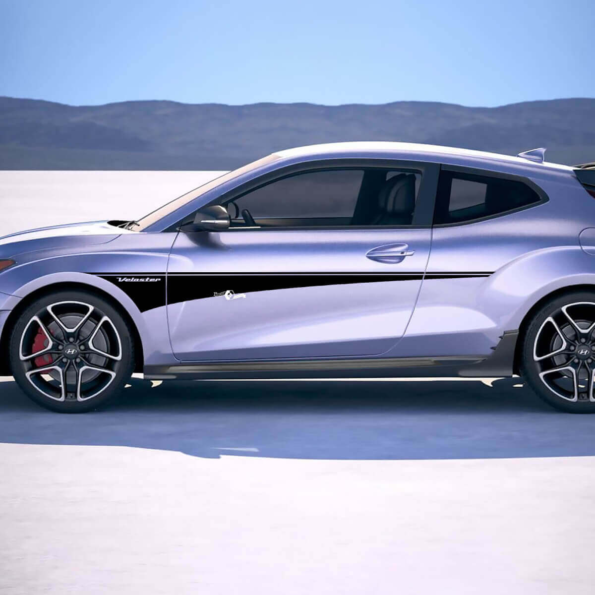 2x Panel Rocker Striegas de panel de la puerta Pegatinas Vinyl Pegatinas Ajuste a Hyundai Veloster
