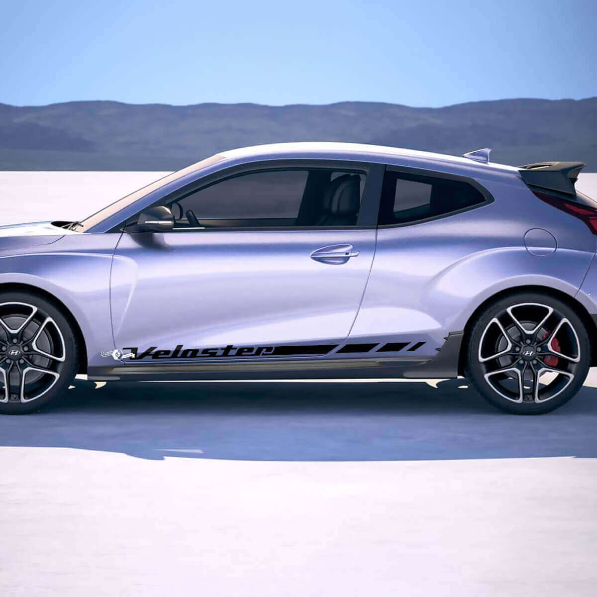 2x Pegatinas de vinilo de rayas laterales de carreras para puerta, aptas para Hyundai Veloster