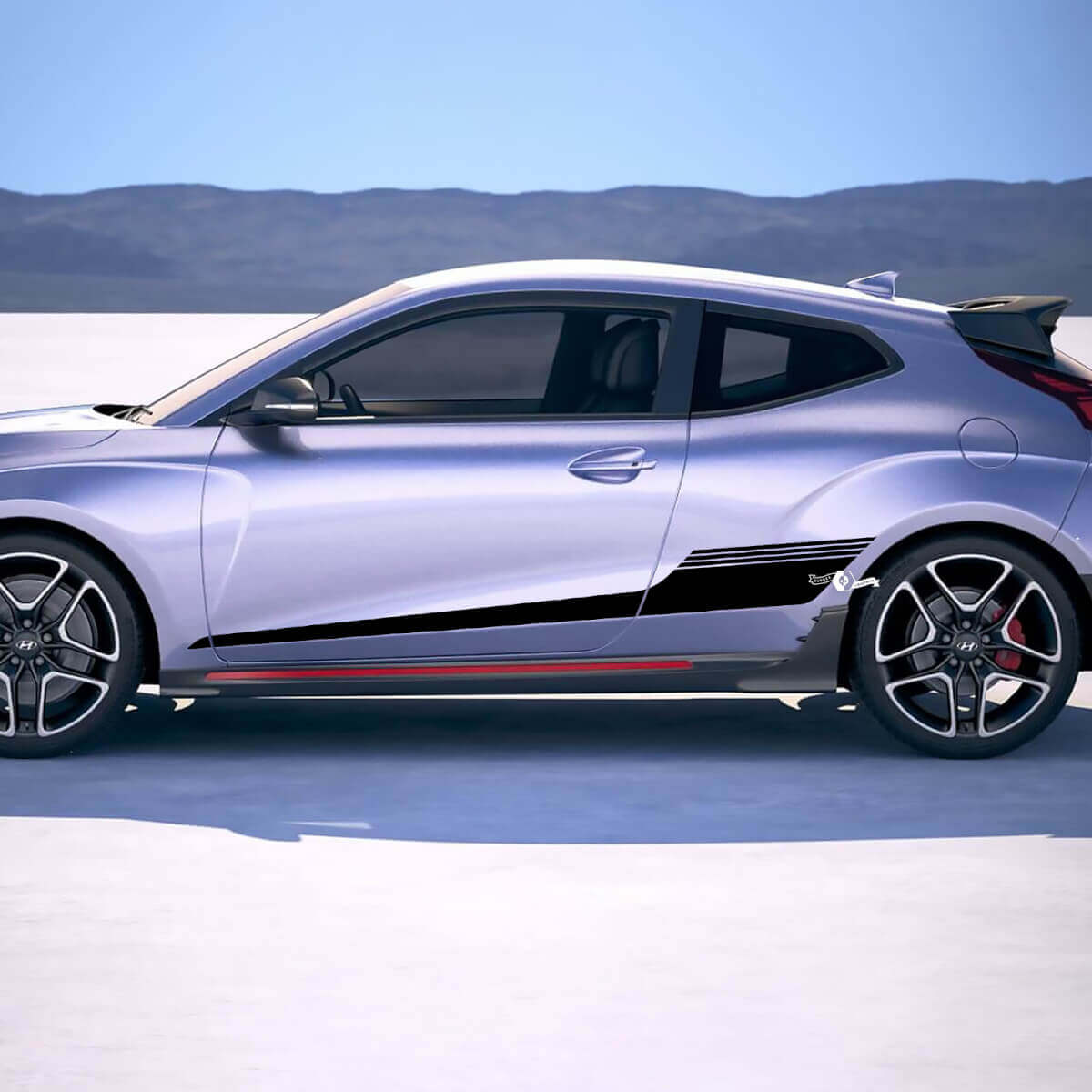 2x lateral de puerta estroboscópica racas calcomanías de vinilo de vinilo apto para hyundai veloster
