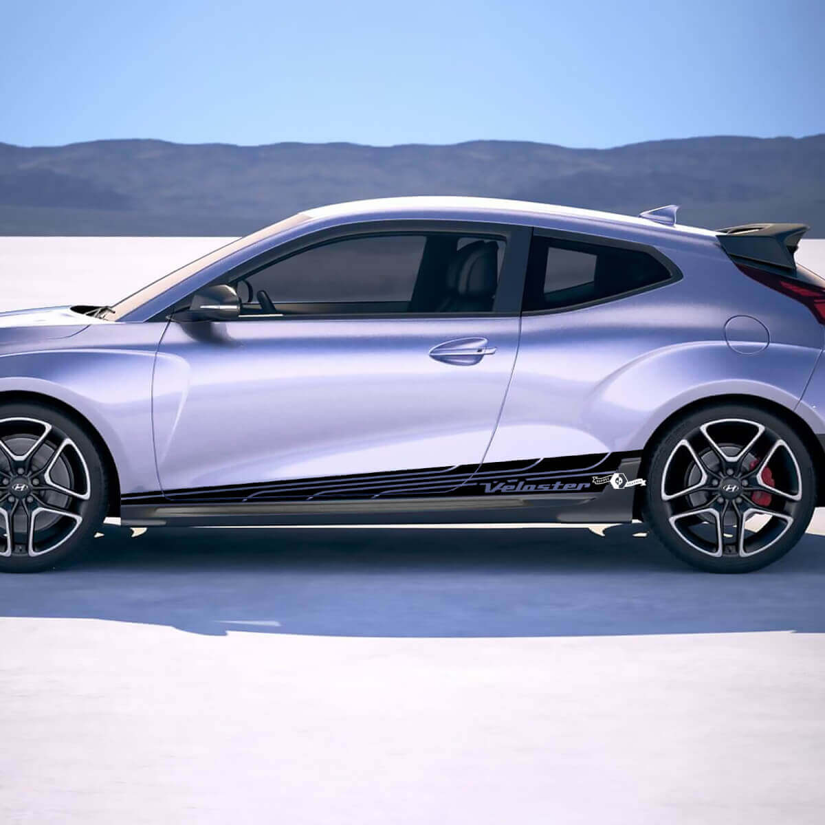 Alas laterales de 2x a la puerta rayas de carreras Pegatinas de vinilo Corte de calcomanía para Hyundai Veloster
