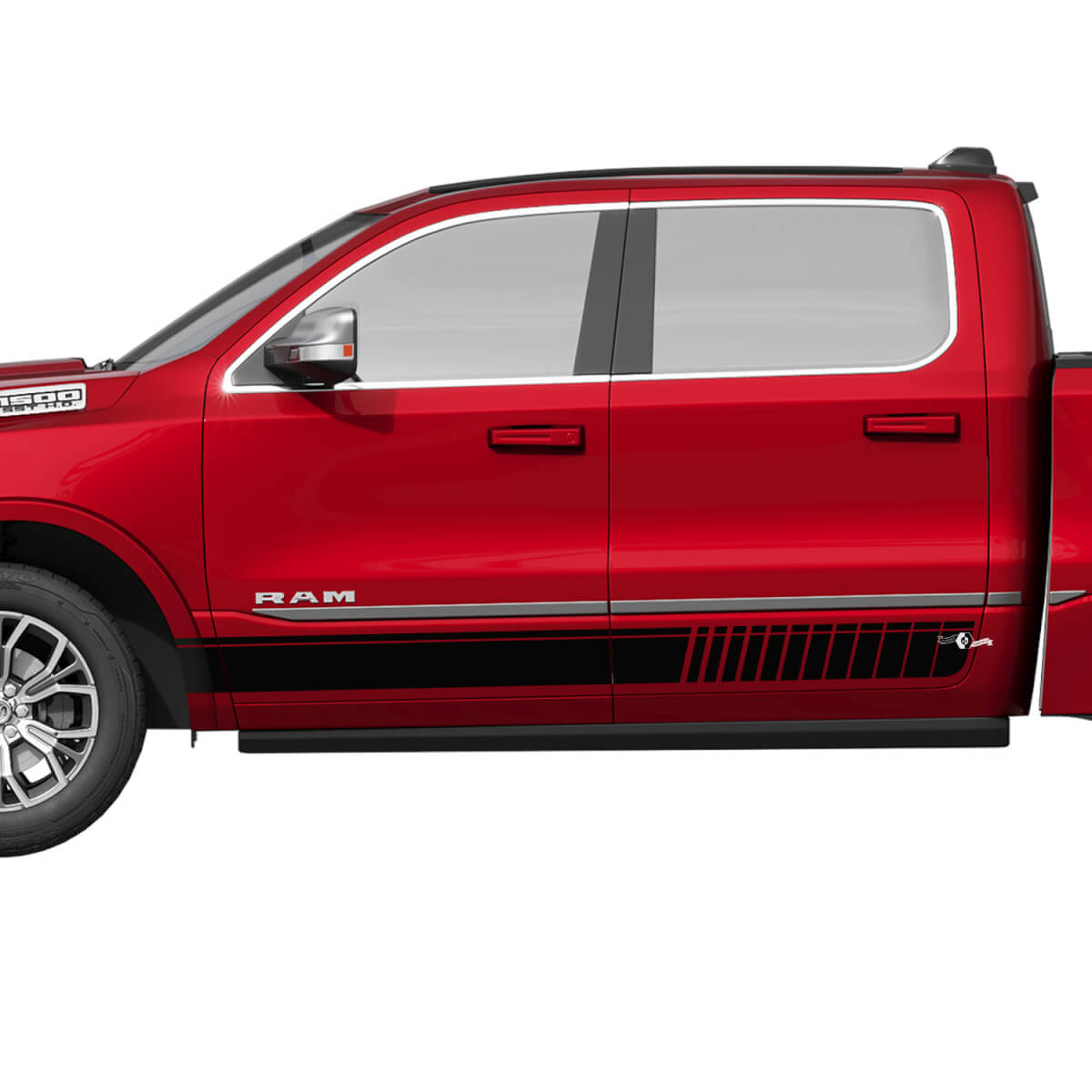 Panel de balancín lateral rayas de calcomanías de vinilo gráficos para Dodge Ram 1500
