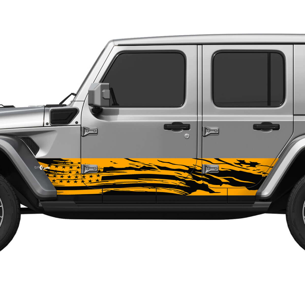 Calcomanía adhesiva de vinilo de puertas laterales con diseño de bandera patriótica estadounidense envejecida 3 para Jeep Wrangler