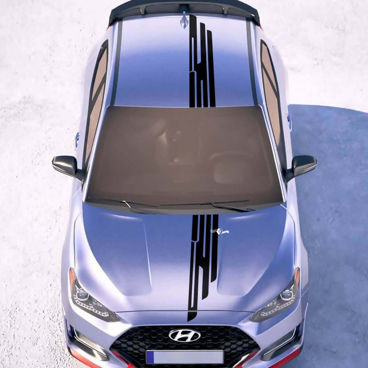 Capó y techo Central Ala Racing Rayas Vinilo Pegatinas Calcomanía ajuste para Hyundai Veloster 2
