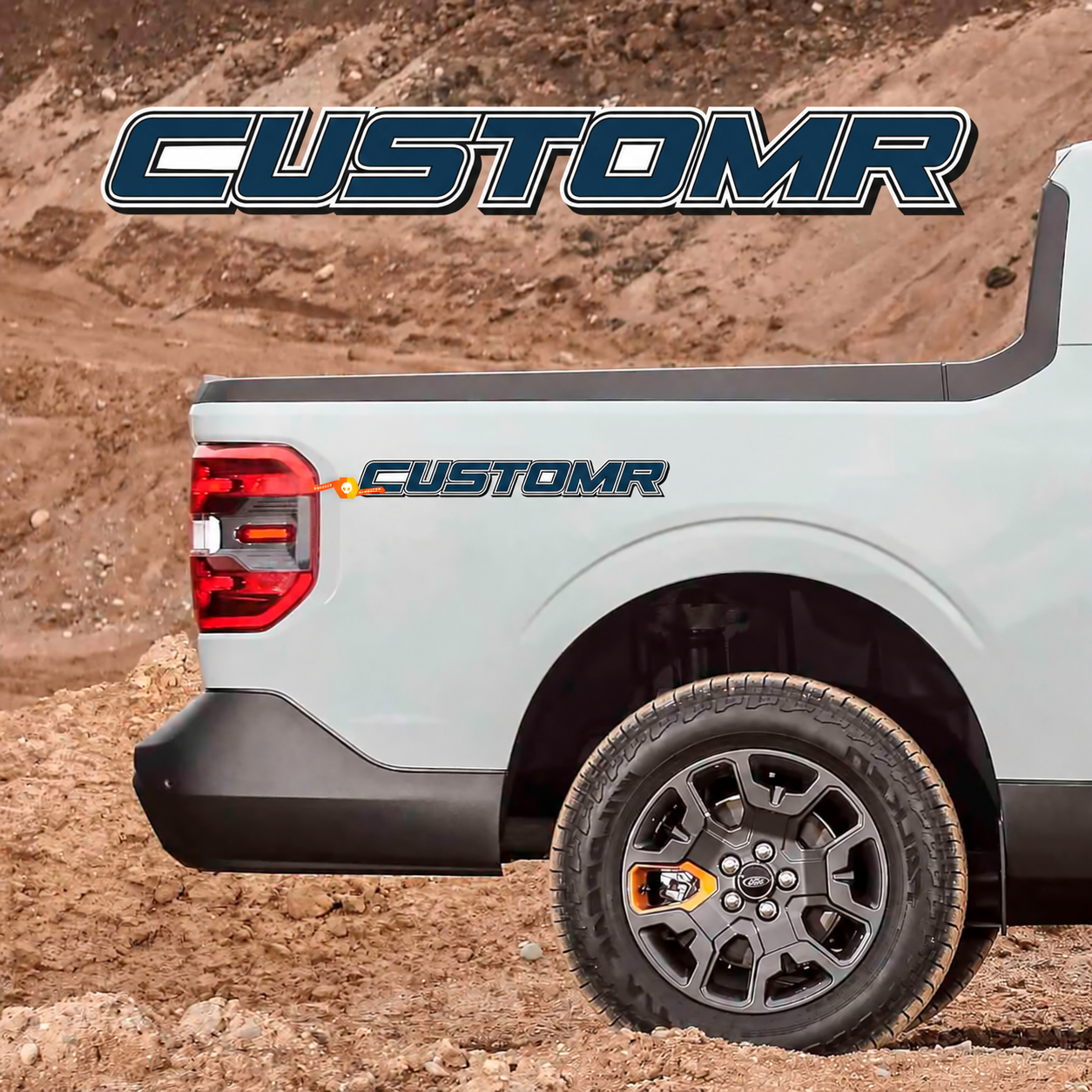 CUSTOMR Navy Italic Double Outline Lettering Pair Lateral de la caja Adhesivo de vinilo para Ford F-250