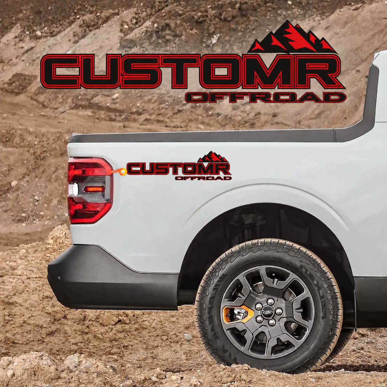 CUSTOMR Offroad Mountain Outline Pair Lateral de la caja Adhesivo de vinilo para Ford F-250