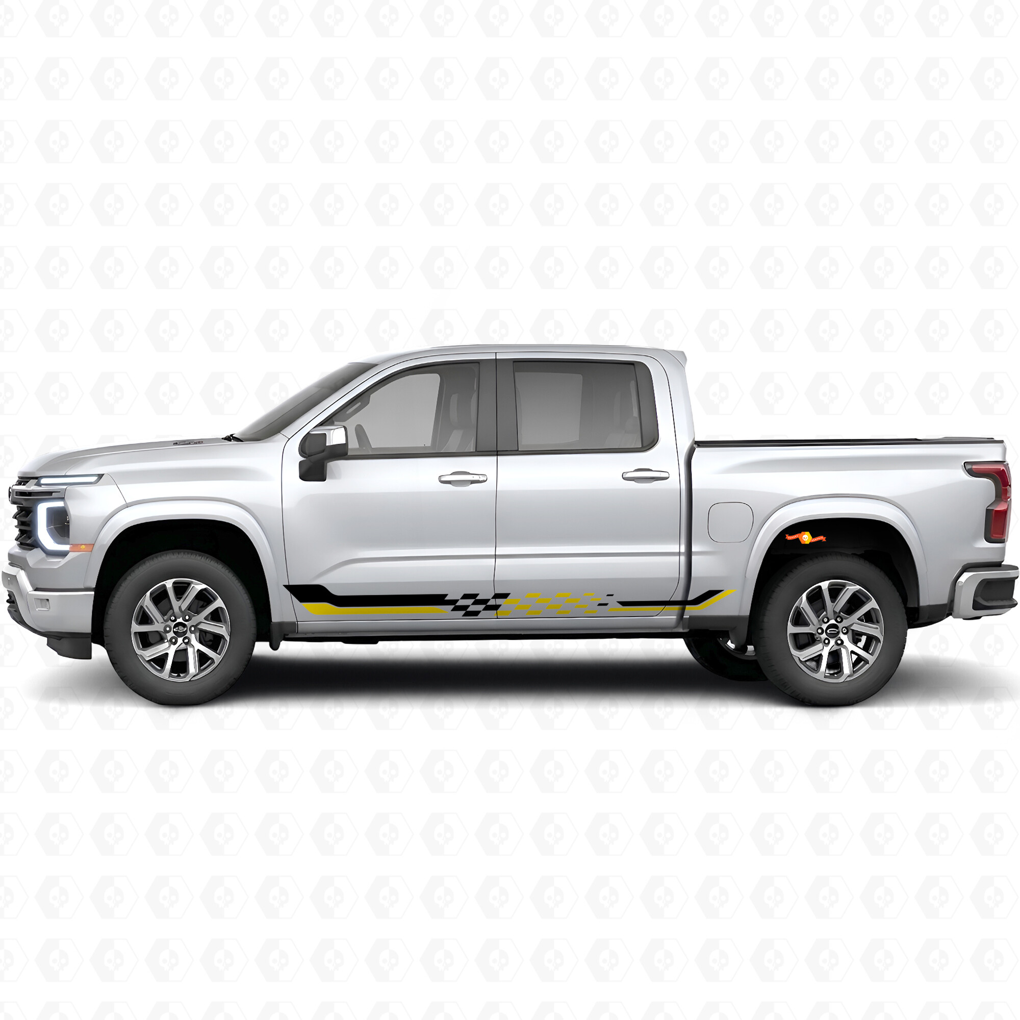 Vinilos de Rayas a Cuadros para Puerta y Panel Lateral para Chevrolet Silverado 1500 Próxima Generación 2027