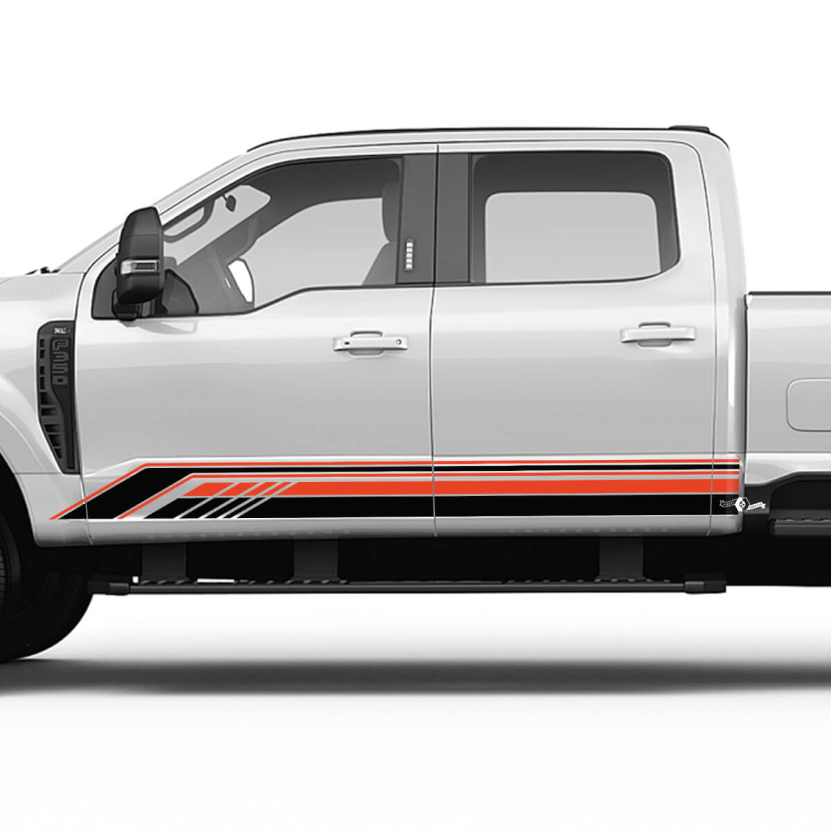 Ford F150 F250 F350 Rocker Panel lateral Rayas Gráficos de pegatinas de vinilo 2 colores
