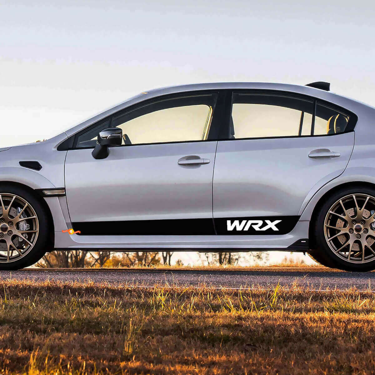 Combinar el panel de balancín Skirt Body Carry Carreting Stripe Racing Calabe de vinilo Pegatina ajustada Suba WRX
