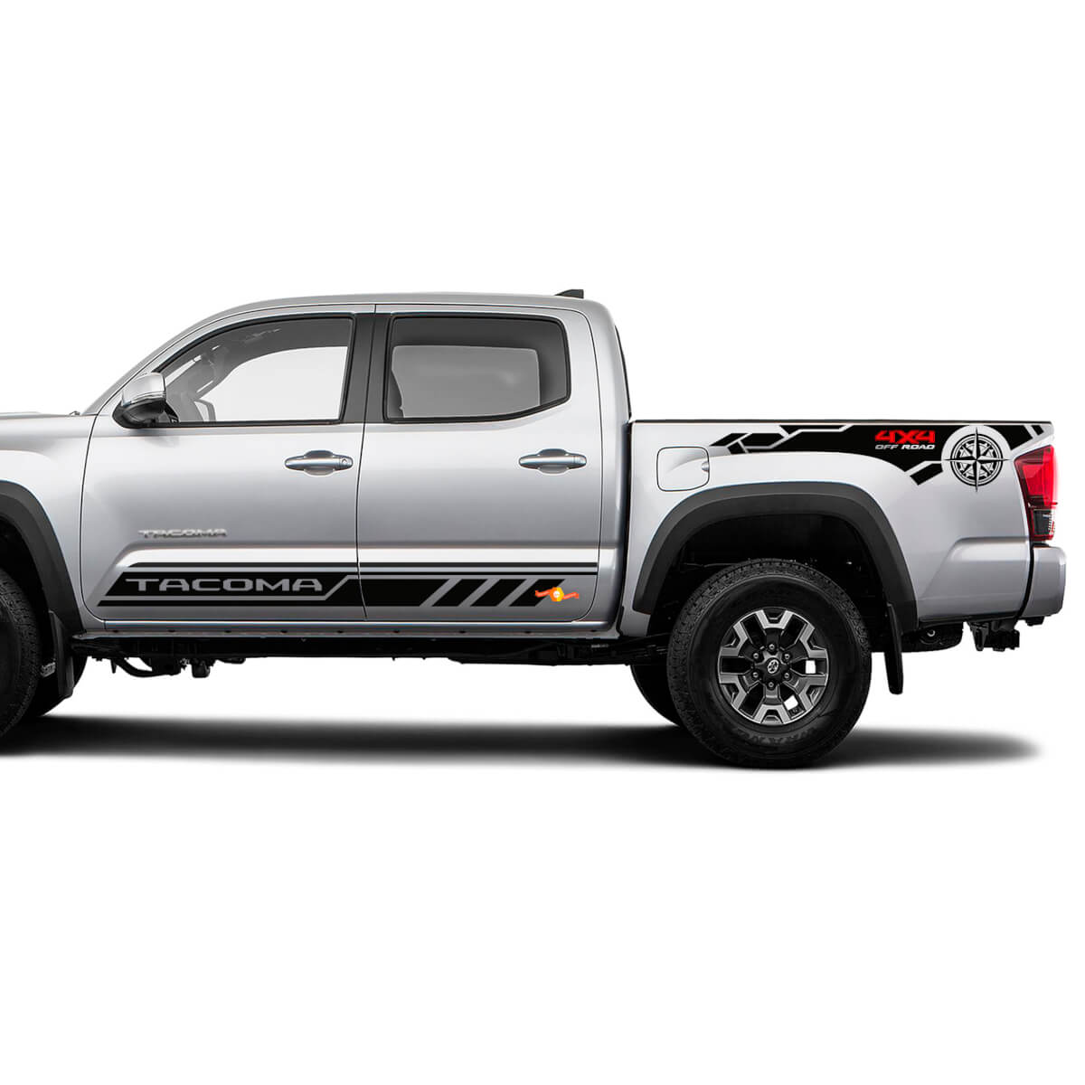 Tacoma 4x4 fuera de la carretera trasera con paneles de balancín rayas calcomanías de vinilo para Toyota Tacoma
