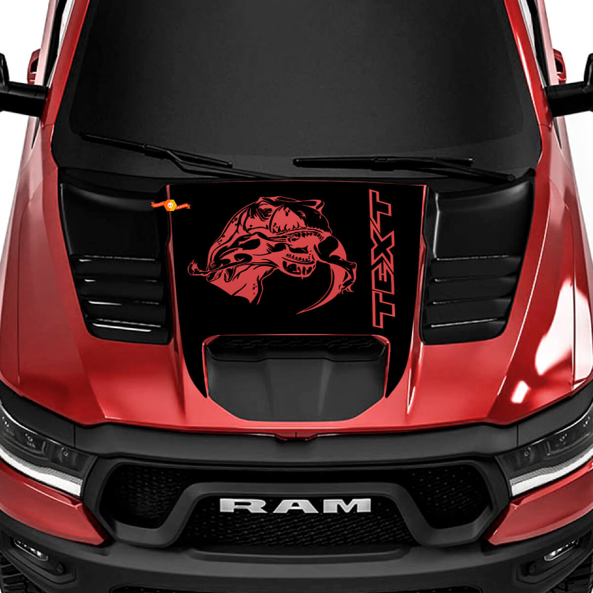Calcomanía de vinilo para capó estilo T-Rex para camioneta Dodge Ram 1500 TRX
