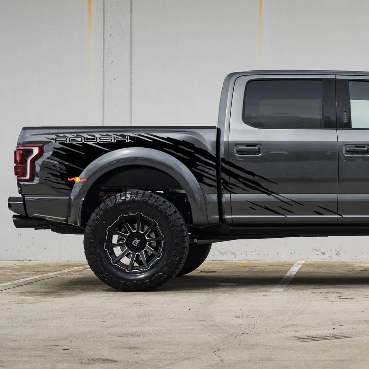 Calcomanía gráfica adhesiva para salpicaduras en el lateral de la cama, compatible con Musclecar truck power truck Roush Package 2.
